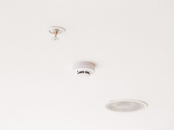 Smoke detector mounted on ceiling